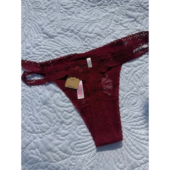Victorias Secret All LACE Floral THONG Panty SEXY Strappy NWT Double Strap - Picture 5 of 5